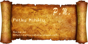Petky Mihály névjegykártya